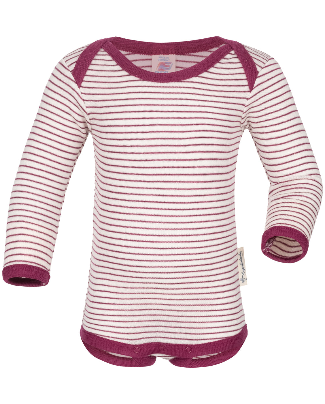 Body lana e seta manica lunga riga ecrù/orchidea